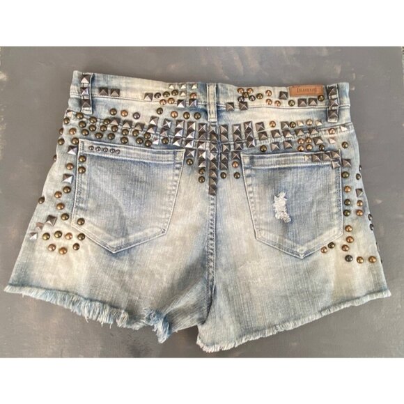 $108 BLANK NYC Heavy STUDDED Sz 29 Hi-Rise JEAN Shorts CUT OFFS embellished - Picture 6 of 11